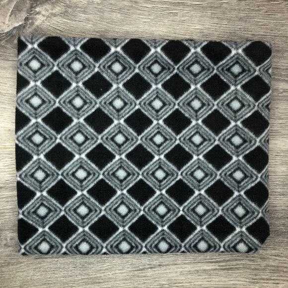 Black & Gray Diamond Fleece Neck Gaiter: Winter Scarf Warmer - Picture 1 of 9
